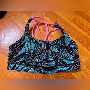 lululemon athletica energy bra-  Blue and Pink Patterned Bra